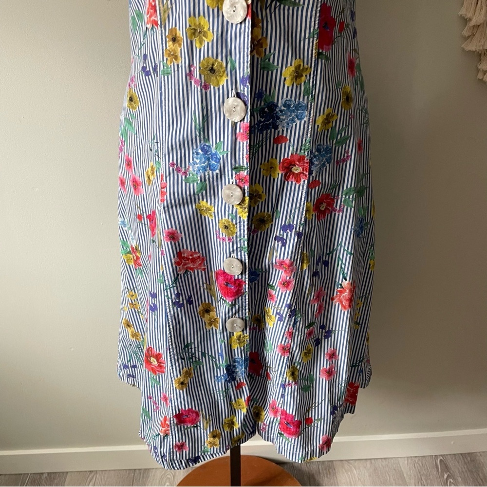 Zara 100% Cotton Front Button Down Striped Midi Dress Size Small - Picture 4 of 10